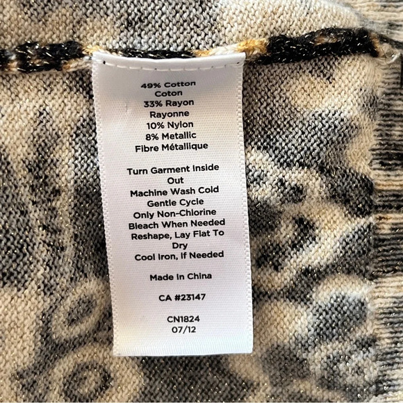 Talbots Cardigan Floral Paisley Metallic Gold Black Button Down Long Sleeve Sz M - Picture 4 of 11